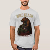 Wild Clash - Epic Battle Between Bear and Crocodil T-shirt (Voorkant)