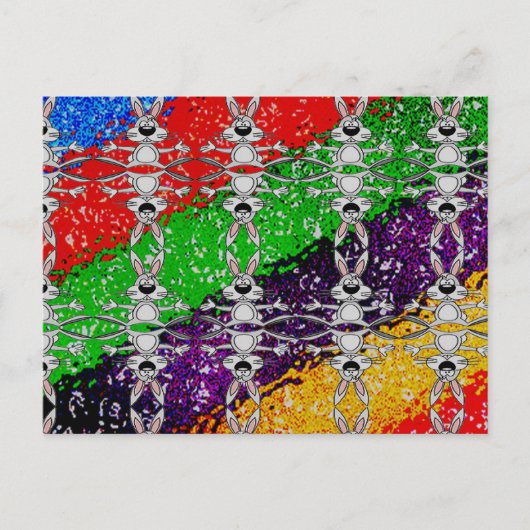 Wild Colorful Rabbit Pattern Briefkaart (Voorkant)