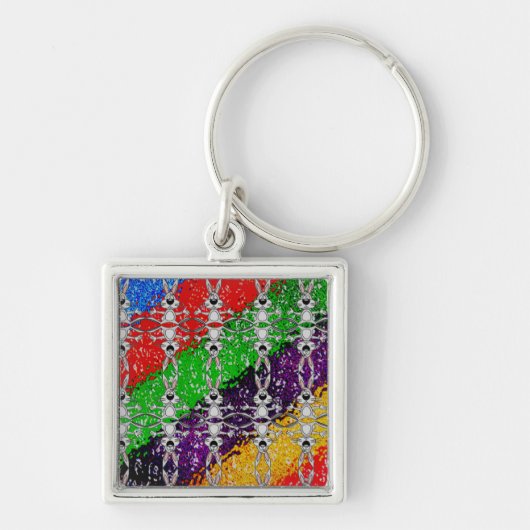 Wild Colorful Rabbit Pattern Sleutelhanger (Voorkant)