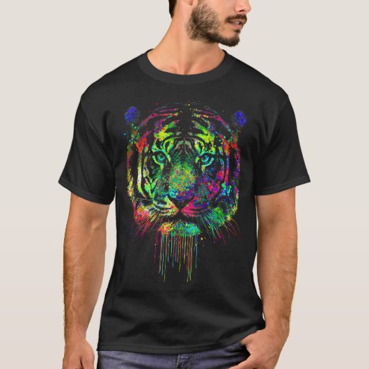 Wild colors dripping tiger t-shirt (Voorkant)