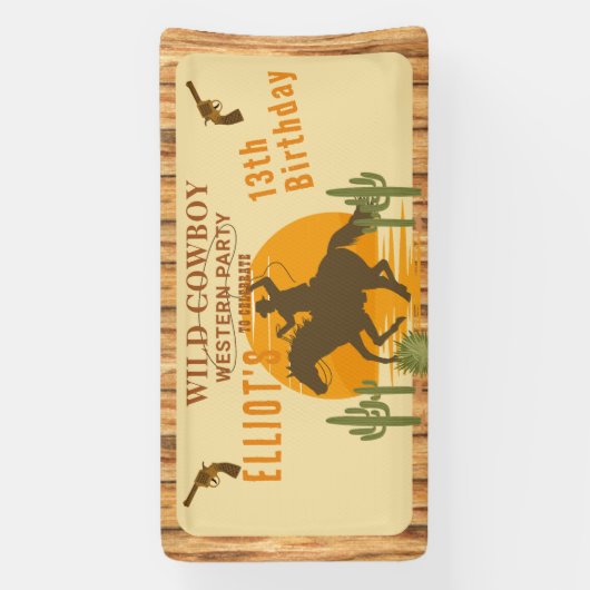 Wild cowboy westerne verjaardag spandoek (Verticaal)