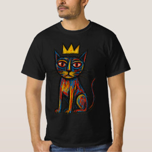 Wild Crown Cat Grafische T-shirt – Handgetekende A