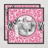 Wild Cupcake CP Invitation Square 2 Kaart (Voorkant / Achterkant)