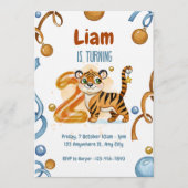 Wild & Cute Tiger 2nd Birthday Invitation (Devant)