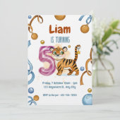 Wild & Cute Tiger 5th Birthday Invitation (Debout devant)