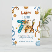 Wild & Cute Tiger 7e Invitation anniversaire (Debout devant)