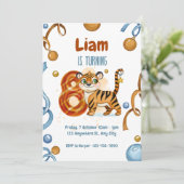 Wild & Cute Tiger 8e Invitation anniversaire (Debout devant)
