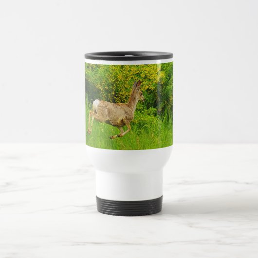 Wild Deer Bounding in Grass Wildlife Art Mug (Centre)