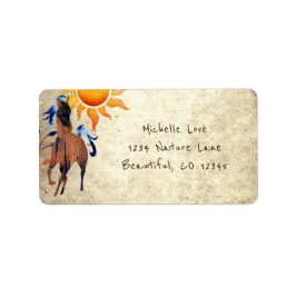 Wild Desert Pony met Sun Horse Address Etiket