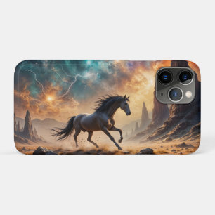 Wild Desert Stallion Nebula sterren bliksem iPhone 11 Pro Hoesje