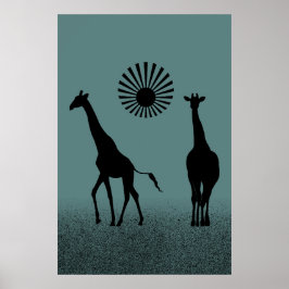 Wild design giraffe poster