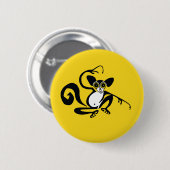 Wild dier - Handgetrokken - AYE-AYE-Primate - Ronde Button 5,7 Cm (Voorkant /achterkant)