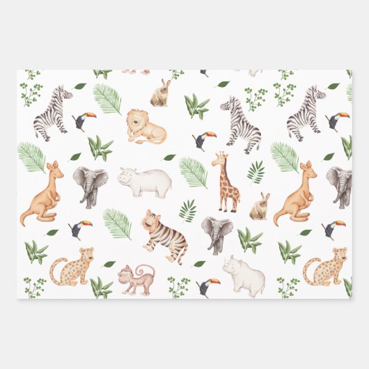 wild dier met Oerwoud Inpakpapier Vel (Voorkant 3)