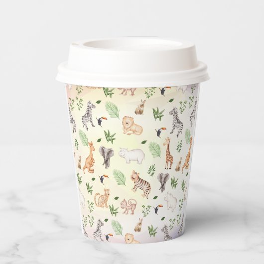 wild dier met Oerwoud-structuur Papierkopjes Papieren Bekers (Achterkant)