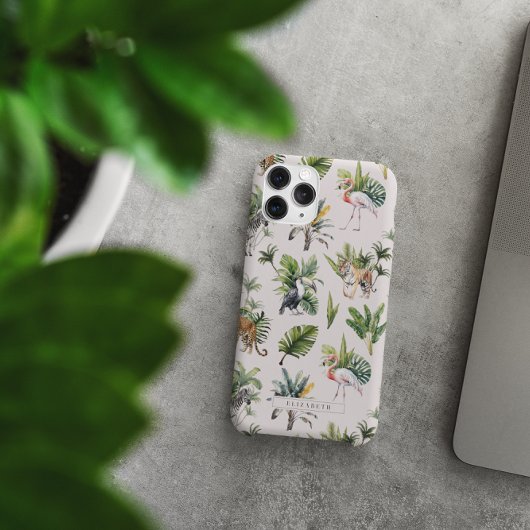 wild dier | Oerwoud groen monogram Case-Mate iPhone Case