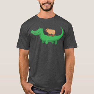 Wild dier schattige capybara rijdend op krokodil r t-shirt