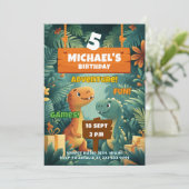 Wild Dino Adventure Verjaardagsfeest Kaart (Staand voorkant)