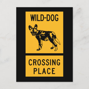 Wild Dog Crossing Place, Sign, Zimbabwe Briefkaart