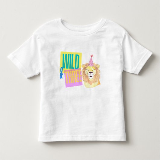 Wild & Drie 3e Verjaardag Leeuw T-shirt (Voorkant)