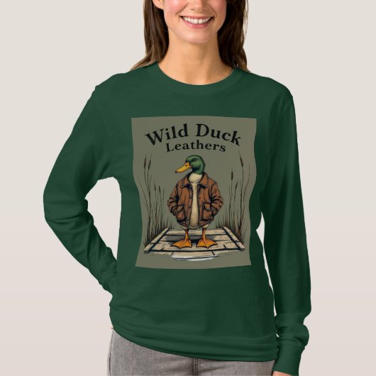 Wild Duck Leathers Mallard Duck Graphic met lange  T-shirt (Voorkant)