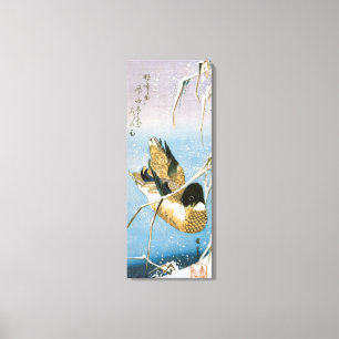 Wild Duck Swimming Snow Laden Reeds door Hiroshige Canvas Afdruk