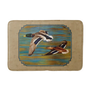 Wild Ducks Flying Tan Badmat