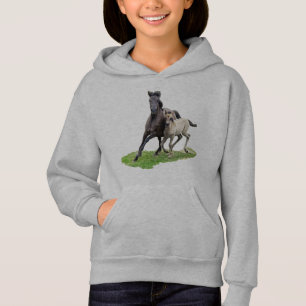 Wild Dulmen Horse Cute Foal in een Gallop voor mei