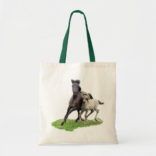 Wild Dulmen Horse Mare Cute Foal Gallop - katoen Tote Bag