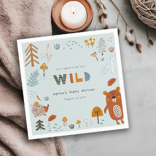 Wild Dusky Blue Woodland Animals Baby shower Servet