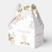 Wild Een 1e Verjaardag Dieren Dank U Roze Goud Bedankdoosjes (Achterkant)