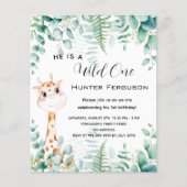 Wild een 1e verjaardag giraffe uitnodiging (Voorkant)