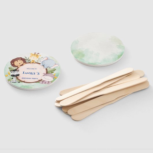 wild een 1e verjaardag oerwoud safari Verjaardagsf Handwaaier (Niet-gemonteerd)