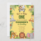 Wild Een 1e Verjaardag Uitnodiging voor Jongen (Voorkant)