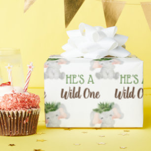 Wild Een 1e Verjaardags Jongen Oerwoud Safari Cadeaupapier