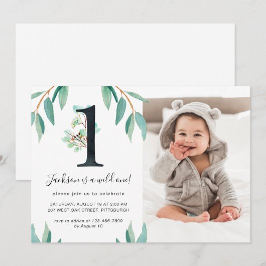 Wild Een 1e Verjaardagsfeestfoto Kaart (Voorkant / Achterkant)