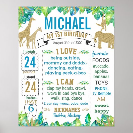 Wild één Birthday Milestone-teken Poster (Voorkant)