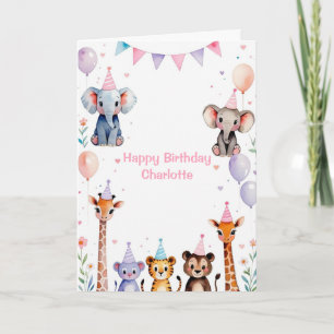 Wild Een Leuke Dieren Ballon Meisjes 1e Verjaardag