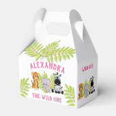 Wild Een Meisje 1e Verjaardag Dieren Bedankdoosjes (Achterkant)