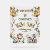 Wild een oerwoud eerste verjaardagsfeest Welkomstb Acryl Bord (Voorkant)