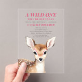 Wild Een Roze Gevlekt Fawn Herten Baby shower Acryl Uitnodigingen (Insitu (Draagbaar))