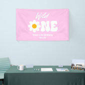 Wild Eén roze Witte Dagen Retro 1 eerste verjaarda Spandoek (Beurs)