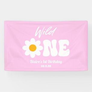 Wild Eén roze Witte Dagen Retro 1 eerste verjaarda Spandoek