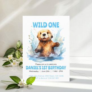 Wild Een Schattige Baby Zee Otter in Water 1e Verj Kaart