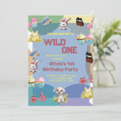 Wild Een schattige dieren 1e verjaardag Kaart (Staand voorkant)