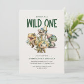 Wild Een Schattigee Dinosaurus Eerste Verjaardagsf Kaart (Staand voorkant)