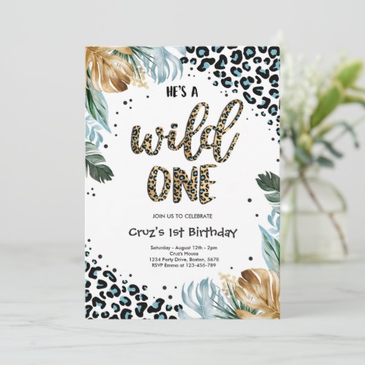 Wild Een Verjaardagsjongen Leopard Print Oerwoud P Kaart (Staand voorkant)