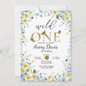 Wild een wilde bloemen en vlinders Uitnodiging (Voorkant)