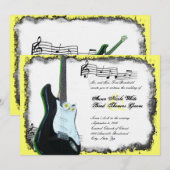 Wild Electric Guitar Lime Music Faire-part de mari (Devant / Derrière)