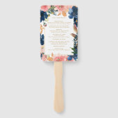Wild Elegance | Navy Blush & Gold Wedding Hand Fan Handwaaier (Achterkant)