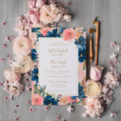 Wild Elegance | Navy Blush & Gold Wedding Kaart